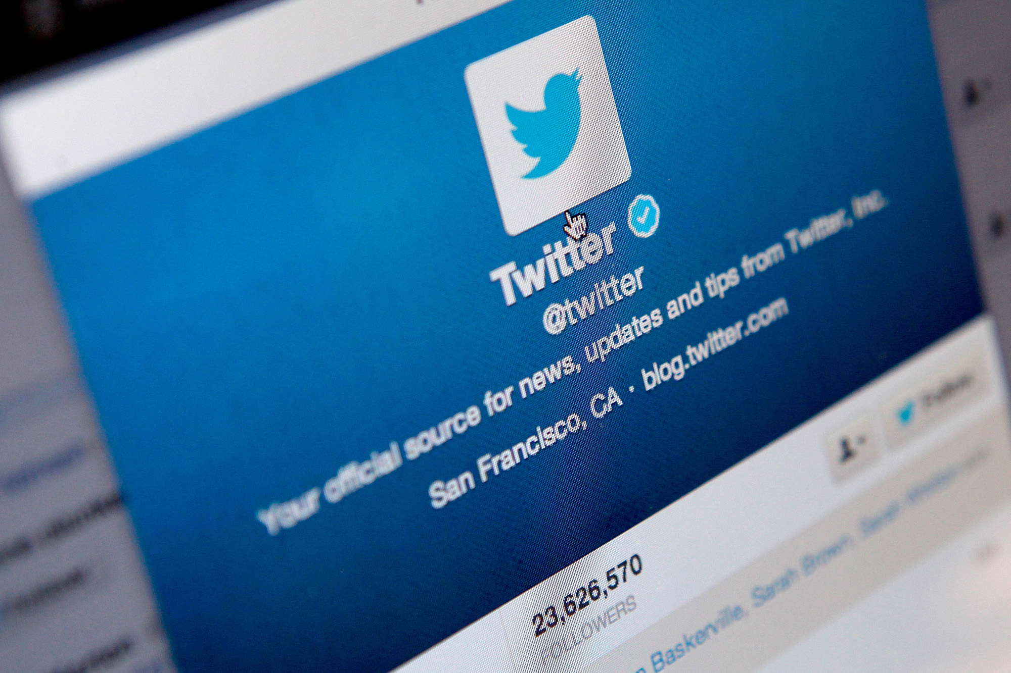 LONDON, ENGLAND - SEPTEMBER 13: Logos for the microblogging site Twitter, displayed on the internet on September 13, 2013 in London, England. Twitter has announced plans to float on the stockmarket. (Photo by Mary Turner/Getty Images)