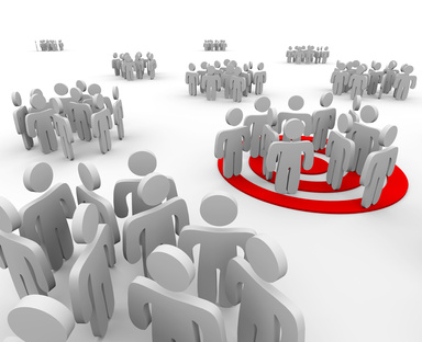 One group is targeted for marketing outreach with a bulls-eye under the figures